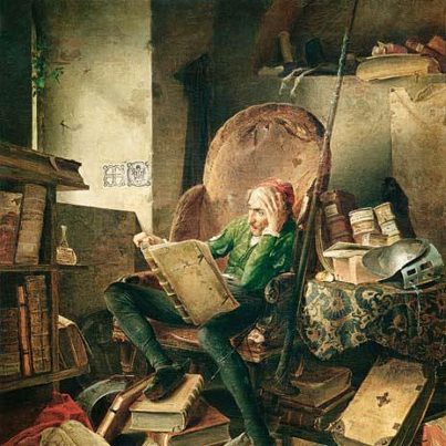 Don Quixote in the Library by Adolf Schrödter, 1834