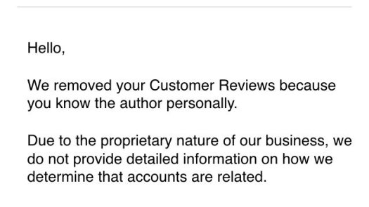 Amazon review removal
